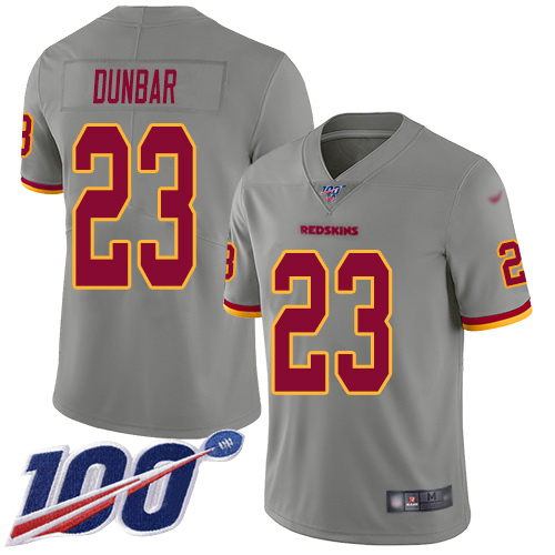 Washington Redskins Limited Gray Men Quinton Dunbar Jersey NFL Football 23 100th Season Inverted